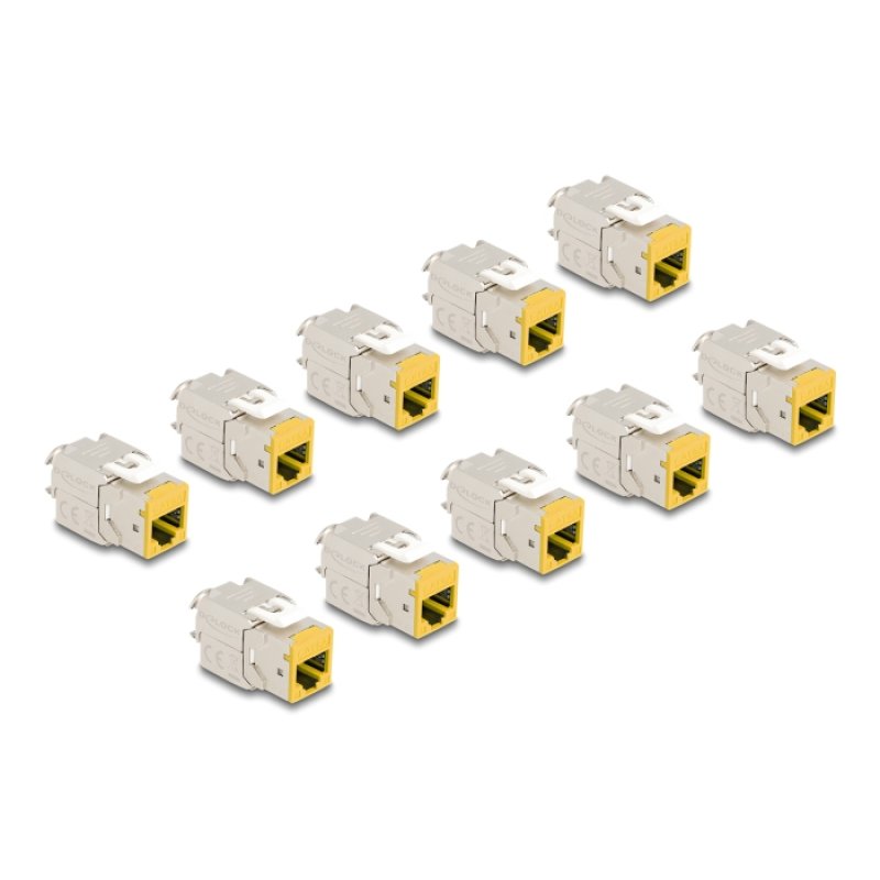 Keystone Modul RJ45 Buchse zu LSA Cat.6A werkzeugfrei gelb Set 10 Stück