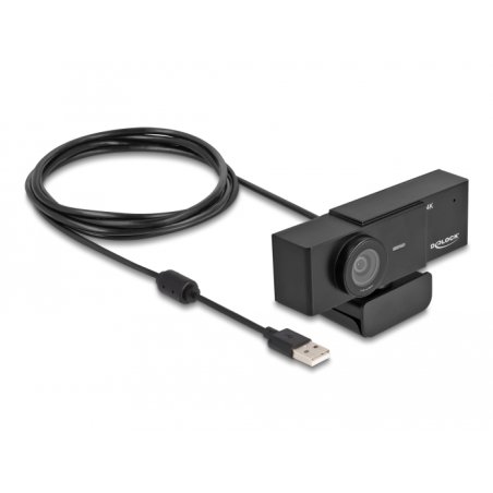 DeLOCK Webcam USB UHD avec microphone 4K 30 Hz, vue à 110° et trépied