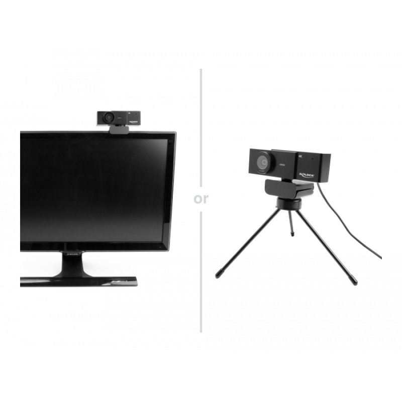 USB UHD Webcam mit Mikrofon 4K 30 Hz 110° Blickwinkel und Stativ