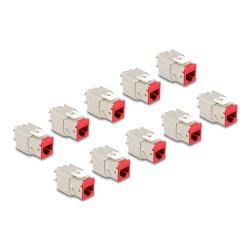Keystone Modul RJ45 Buchse zu LSA Cat.6A werkzeugfrei rot Set 10 Stück