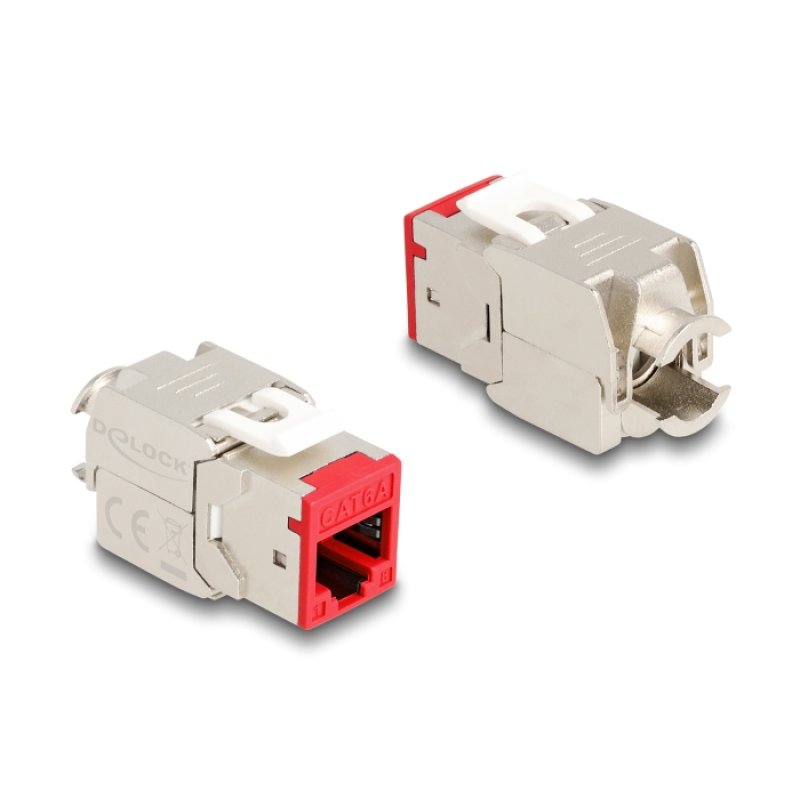 DeLOCK Module Keystone RJ45 femelle à LSA Cat.6A, sans outil, rouge, set de 10 unités
