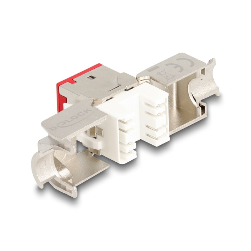 DeLOCK Keystone Modul RJ45 jack to LSA Cat.6A toolfree red set 10 pieces