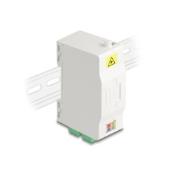 DeLOCK Boitier de connexion de fibre optique pour rail DIN avec support d’épissure et 4 x coupleurs SC Simplex