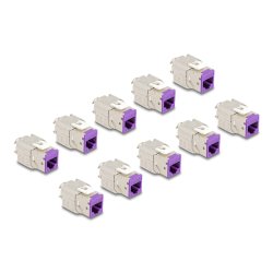DeLOCK Module Keystone RJ45 femelle à LSA Cat.6A, sans outil, violet, set de 10 unités