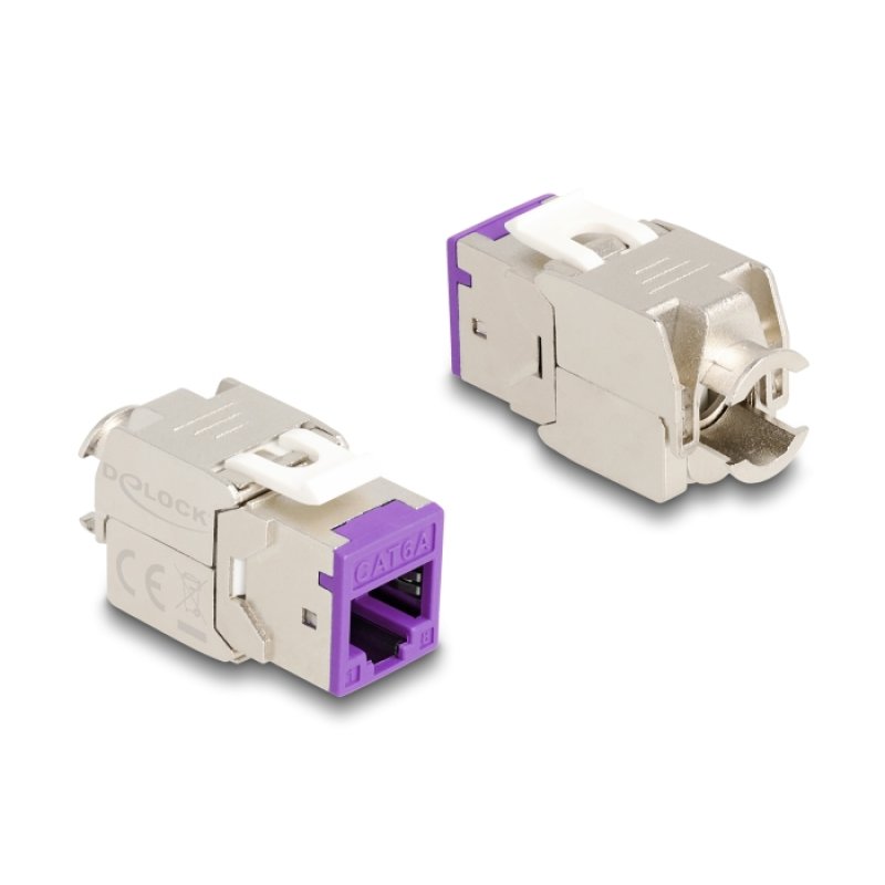 Keystone Modul RJ45 Buchse zu LSA Cat.6A werkzeugfrei violett Set 10 Stück