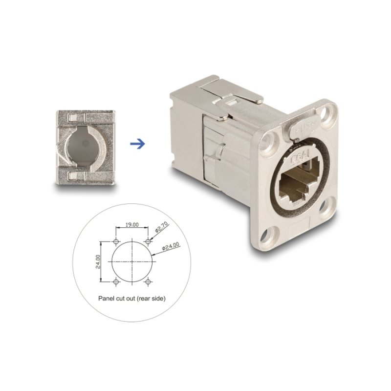 DeLOCK D-Type RJ45 built-in connector with LSA connection Cat.6A STP metal