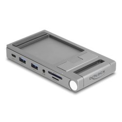 DeLOCK Station d’accueil de tablette et laptop 4K avec support intégré - HDMI / USB / Hub / SD / Micro SD / PD 3.0