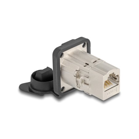 DeLOCK D-Type RJ45 built-in connector / coupler Cat.6A STP with protective cap IP66 dust and waterproof