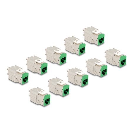 Keystone Modul RJ45 Buchse zu LSA Cat.6A werkzeugfrei grün Set 10 Stück