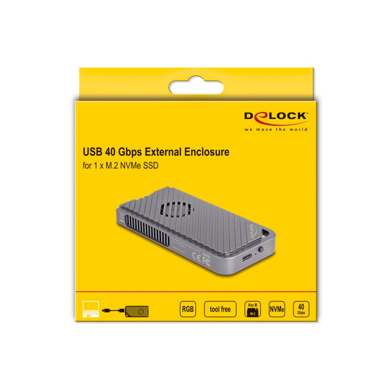 DeLOCK 42025 Boîtier de disques de stockage Enceinte ssd Gris M.2
