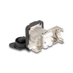 DeLOCK Connecteur intégré RJ45 Type-D avec connexion LSA Cat.6A STP avec capuchon de protection IP66 pour la