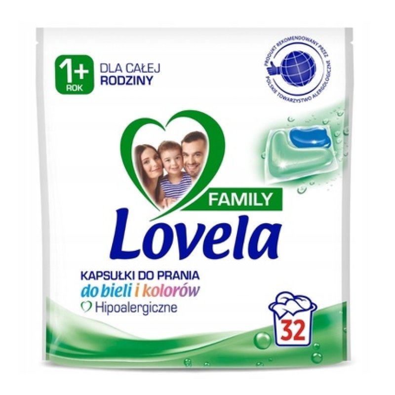 Lovela Family Hypoallergenic Universal Laundry Capsules 32 Pieces