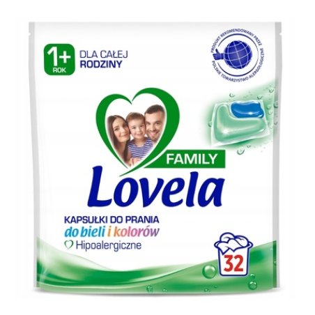 Lovela Family Hypoallergenic Universal Laundry Capsules 32 Pieces