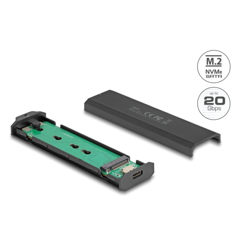 Externes USB Type-C™ 20 Gbps Combo Gehäuse für M.2 NVMe PCIe oder SATA SSD - werkzeugfrei