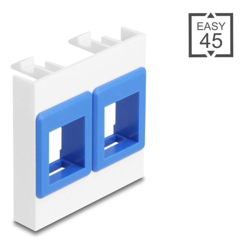 Easy 45 Modul mit zwei Keystone Halterungen 45 x 45 mm, weiß / blau