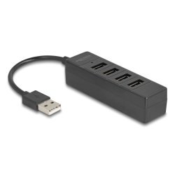 DeLOCK 64334 hub & concentrateur USB 2.0 Type-A 480 Mbit/s Noir