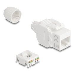 Keystone Modul RJ45 Buchse zu LSA Cat.6A UTP 180° werkzeugfrei mit Kabelverschraubung