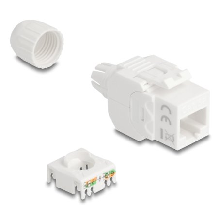 Keystone Modul RJ45 Buchse zu LSA Cat.6A UTP 180° werkzeugfrei mit Kabelverschraubung