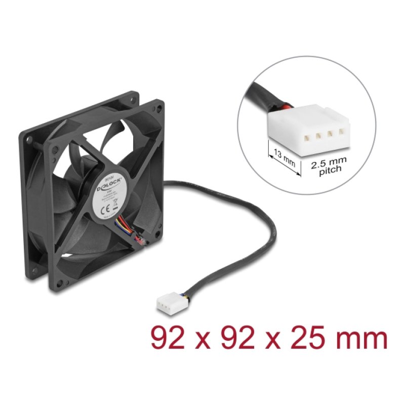 DeLOCK 67297 système de refroidissement d’ordinateur Boitier PC Ventilateur 9,2 cm Noir 1 pièce(s)