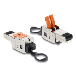 DeLOCK 90710 connecteur de fils RJ-45 Noir, Acier inoxydable