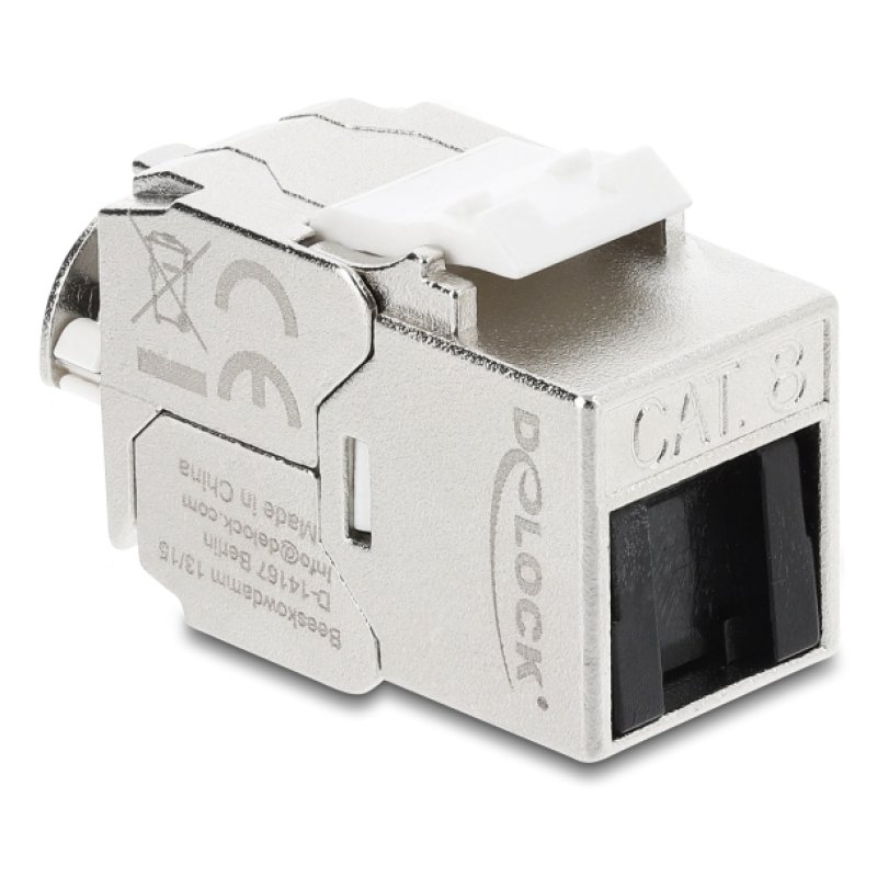 Keystone Modul RJ45 Buchse zu LSA Cat.8.1 geschirmt mit Verschlussclip und Staubschutzklappe kabelbinderfrei