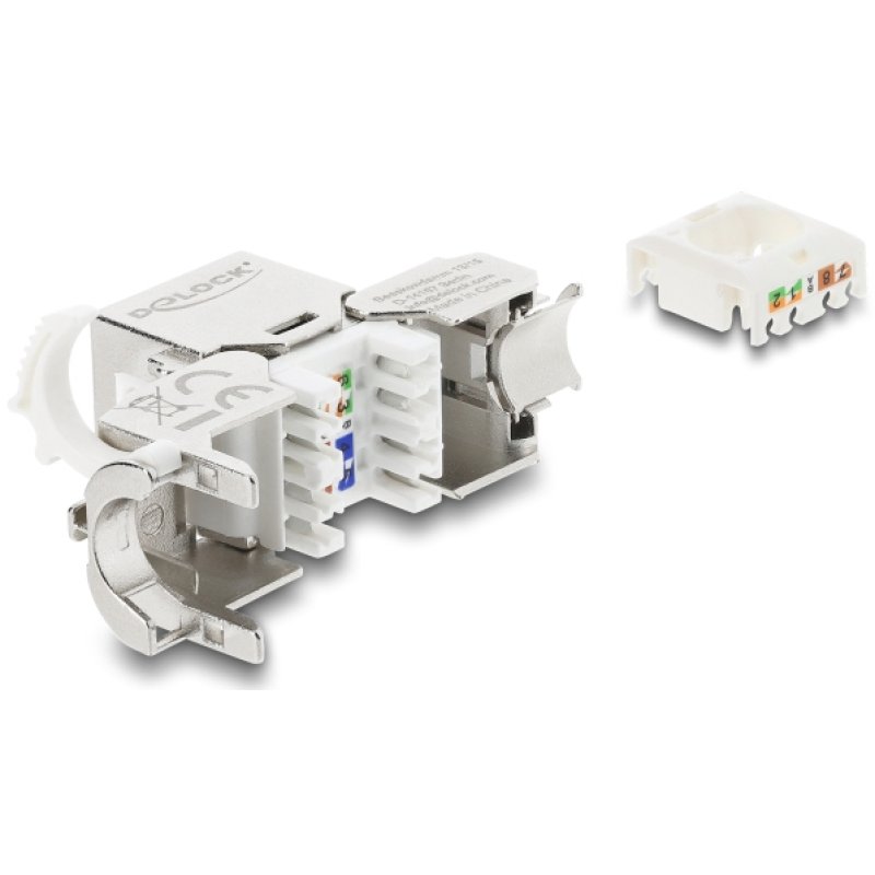 Keystone Modul RJ45 Buchse zu LSA Cat.8.1 geschirmt mit Verschlussclip und Staubschutzklappe kabelbinderfrei