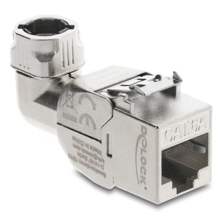 DeLOCK Keystone Module RJ45 jack to LSA Cat.6A with metal latch tool-free 90° angled shielded