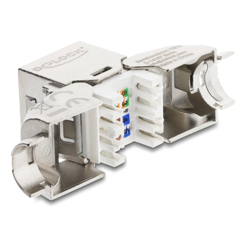 Keystone Modul RJ45 Buchse zu LSA Cat.6A mit Metall Latch werkzeugfrei 90° winkelbar geschirmt