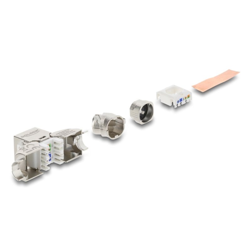Keystone Modul RJ45 Buchse zu LSA Cat.6A werkzeugfrei 45° winkelbar geschirmt