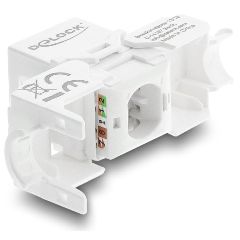 Keystone Modul RJ45 Buchse zu LSA Cat.6 UTP werkzeugfrei mit Staubschutzklappe weiß / schwarz