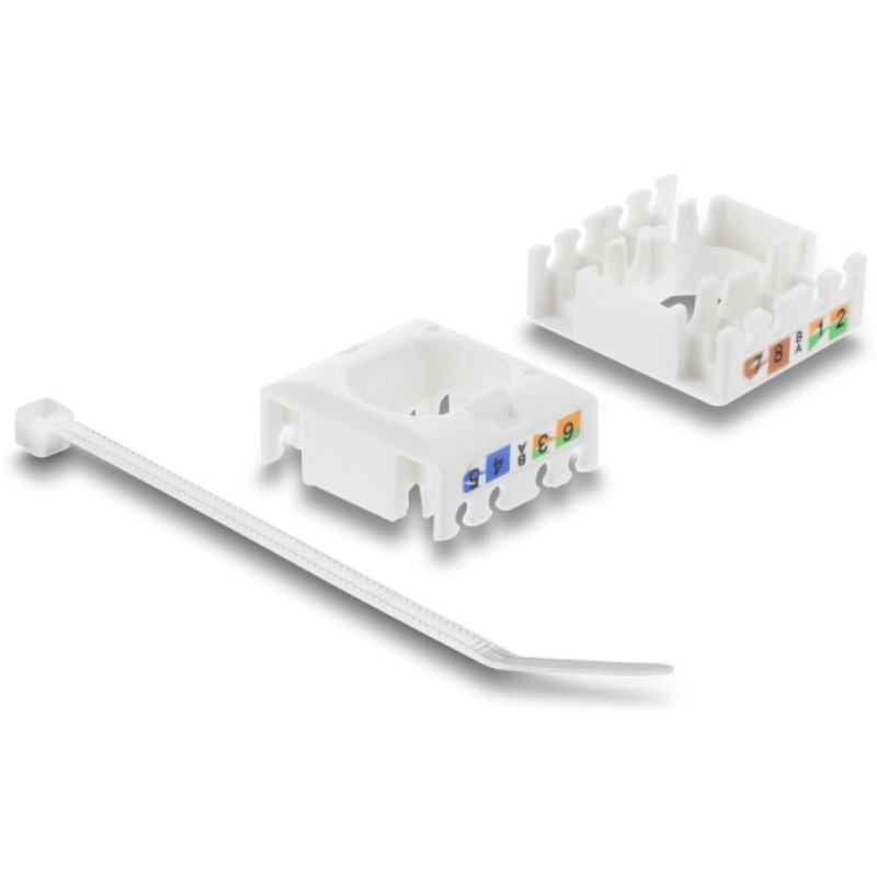Keystone Modul RJ45 Buchse zu LSA Cat.6 UTP werkzeugfrei mit Staubschutzklappe weiß / schwarz