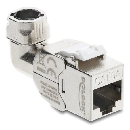DeLOCK Keystone Module RJ45 jack to LSA Cat.6A toolfree 90° angled shielded for cable diameter from 5.0 - 8.5 mm