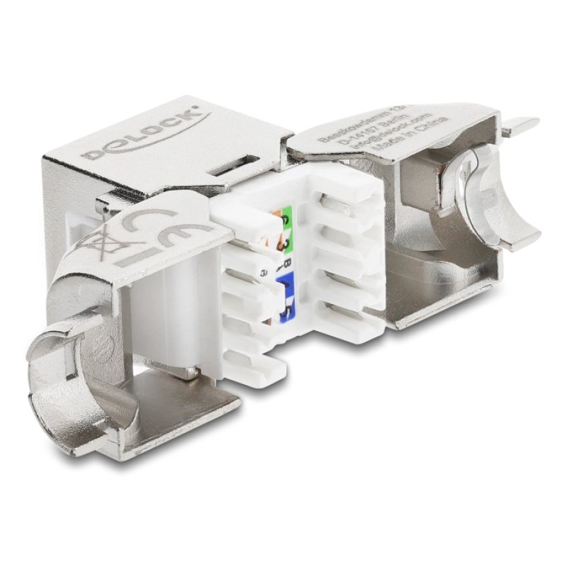 DeLOCK Keystone Module RJ45 jack to LSA Cat.6A toolfree 90° angled shielded for cable diameter from 5.0 - 8.5 mm