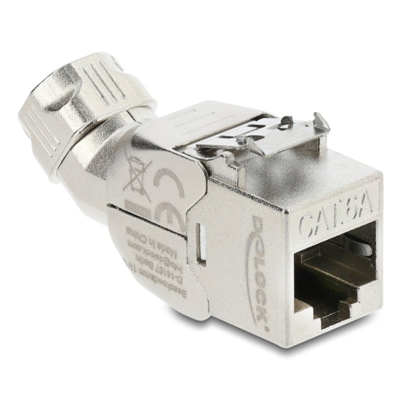 Keystone Modul RJ45 Buchse zu LSA Cat.6A mit Metall Latch werkzeugfrei 45° winkelbar geschirmt