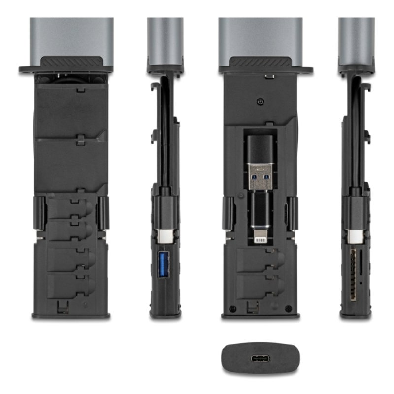 USB 5 Gbps Kartenleser mit SD und Micro SD Slot und Aufbewahrungsfächern für Speicherkarten