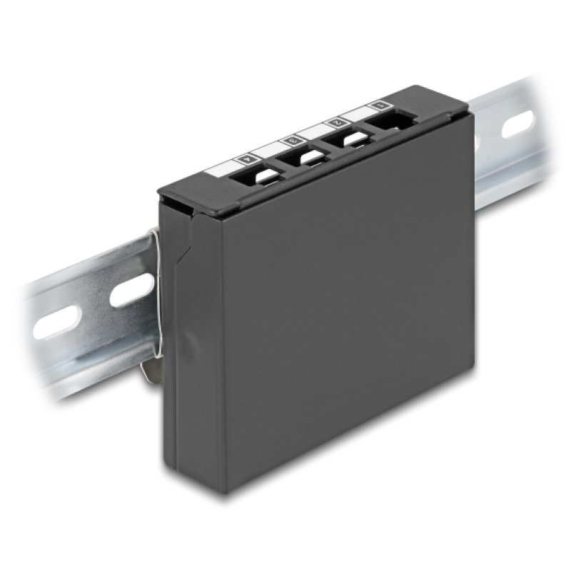 DeLOCK Blank Panel 4 port for Keystone RJ-modules black - for mounting on a table, wall or DIN rail