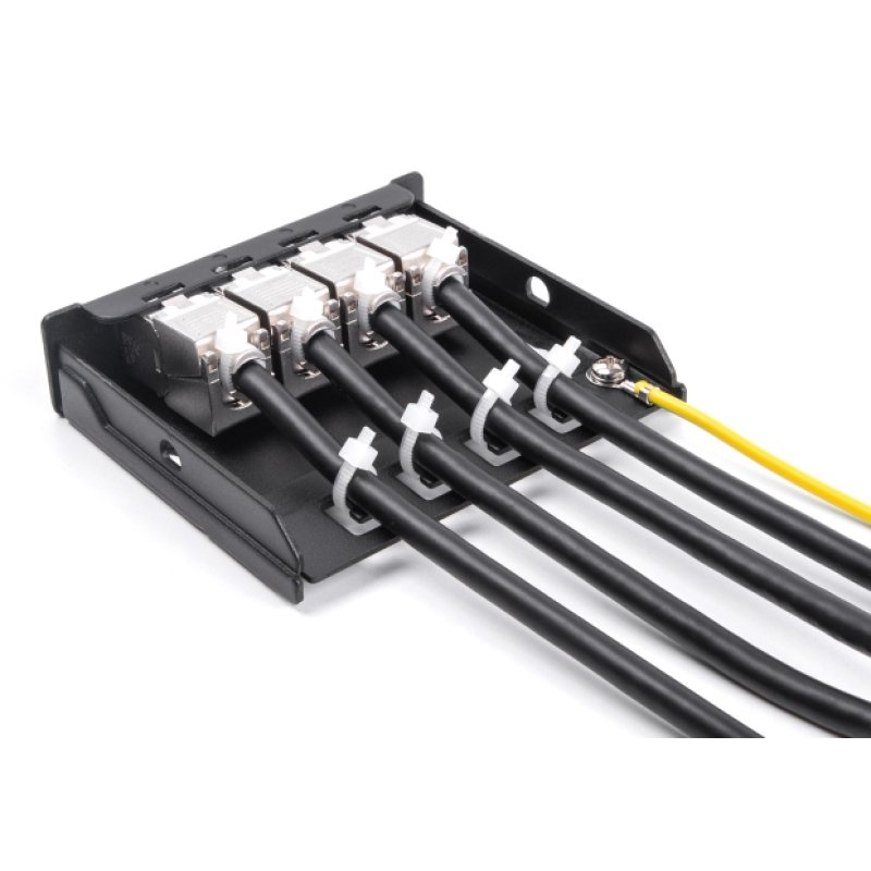 DeLOCK Blank Panel 4 port for Keystone RJ-modules black - for mounting on a table, wall or DIN rail