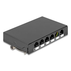 DeLOCK Blank Panel 6 port for Keystone RJ-modules black - for mounting on a table, wall or DIN rail