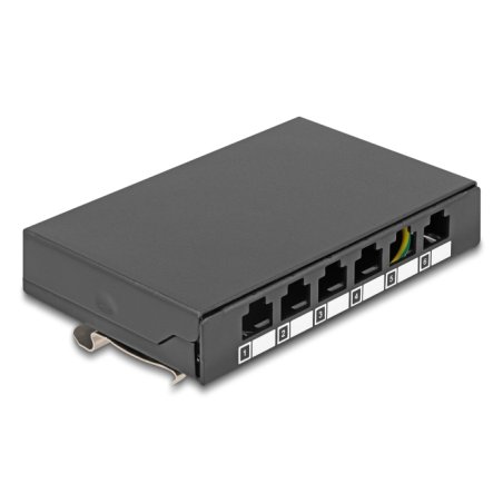 Leergehäuse 6 Port für Keystone RJ-Module schwarz - zur Montage an Tisch, Wand oder Hutschiene