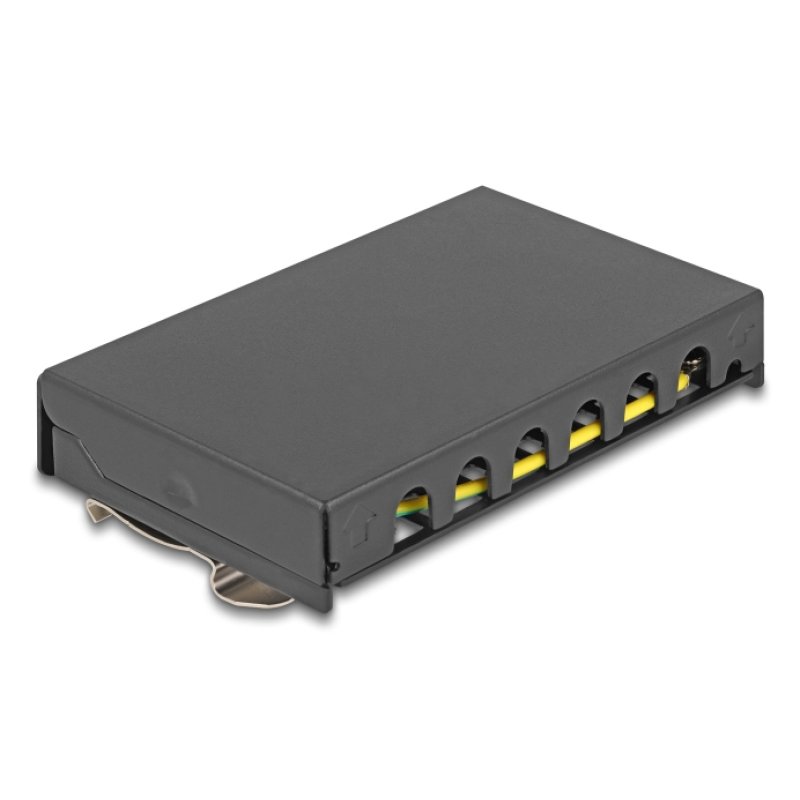 DeLOCK Blank Panel 6 port for Keystone RJ-modules black - for mounting on a table, wall or DIN rail