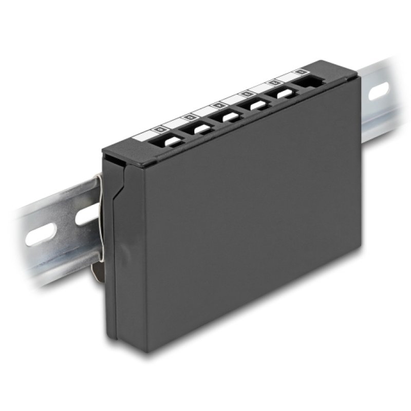 DeLOCK Blank Panel 6 port for Keystone RJ-modules black - for mounting on a table, wall or DIN rail