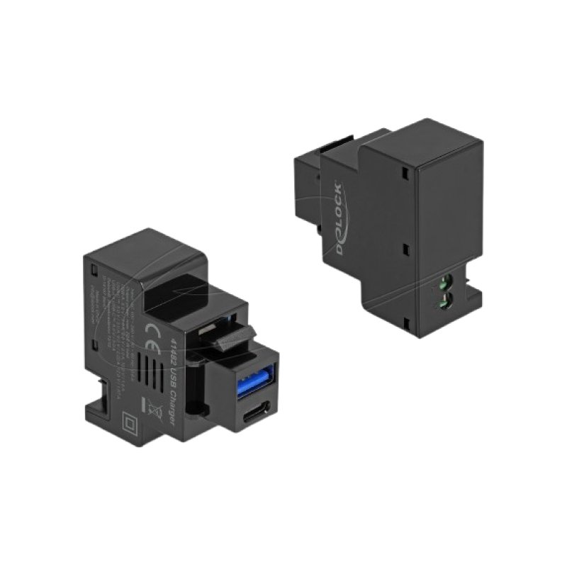 Keystone Modul mit USB Typ-A und USB Type-C™ Ladebuchse PD 20 W schwarz