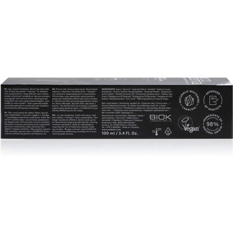 Ecodenta Charcoal Toothpaste Teeth Whitening Toothpaste Naturally Whitens Teeth and Removes Plaque Black Natural