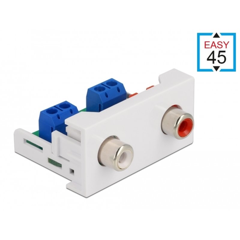 DeLOCK Module Easy 45 à 2 ports RCA femelles, 22,5 x 45 mm