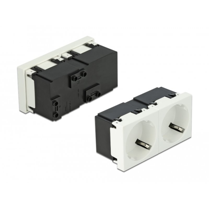 DeLOCK Easy 45 de 2 prises de courant avec terre 45 x 45 mm avec une disposition à 45°, 5 unités