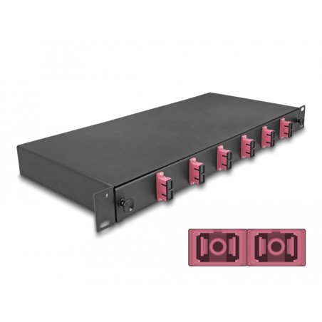 DeLOCK Boitier de jonction 19″ de fibre optique, 6 x SC Duplex OM4, 1U, entièrement assemblée