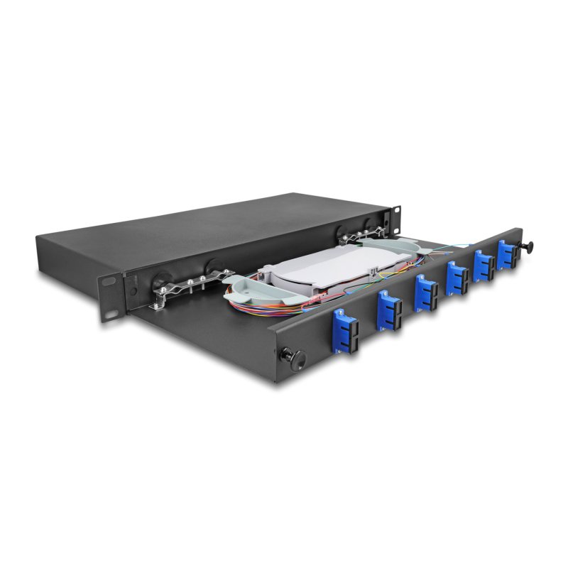 DeLOCK 19″ Optical Fiber Splice Box 6 x SC Duplex OS2 1U complete assembled