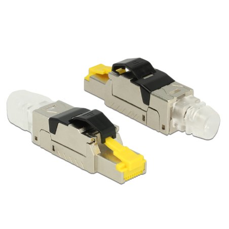DeLOCK 86485 connecteur de fils RJ45 Noir, Argent, Transparent, Jaune