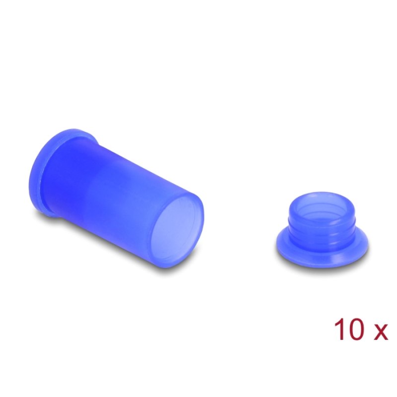 DeLOCK Capuchon de poussière DL4 pour connecteur mâle et femelle, silicone, en deux parties, bleu, set de 10 pièces