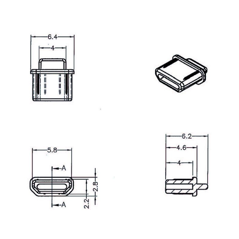 Staubschutz für HDMI micro-D Buchse mit Griff 10 Stück schwarz
